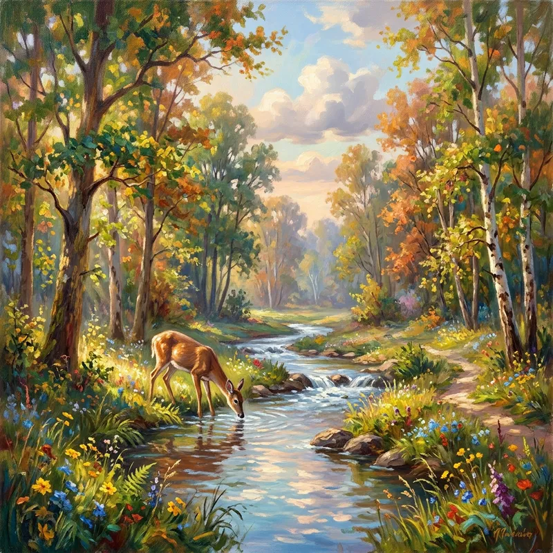 Impressionistic Nature: A Serene Landscape Scene