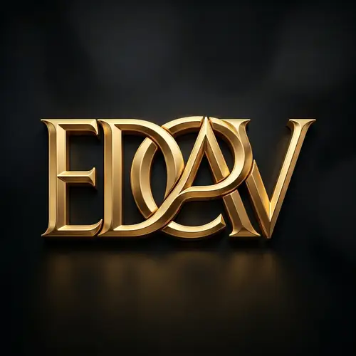 Golden 3D Logo Design for EDCAV | Black Background