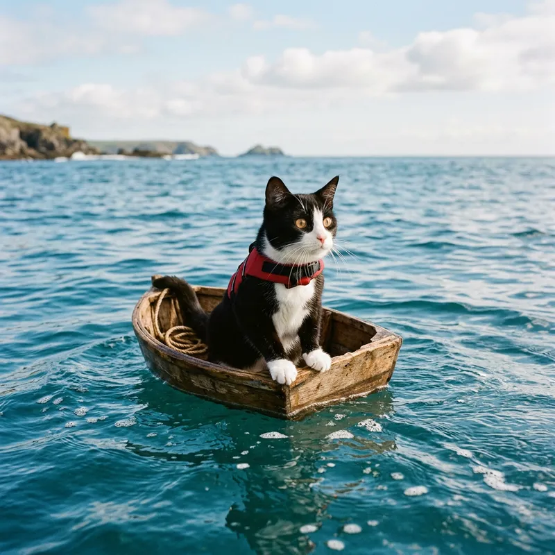 Tuxedo Cat's Underwater Adventure: Curious Feline Explores the Sea