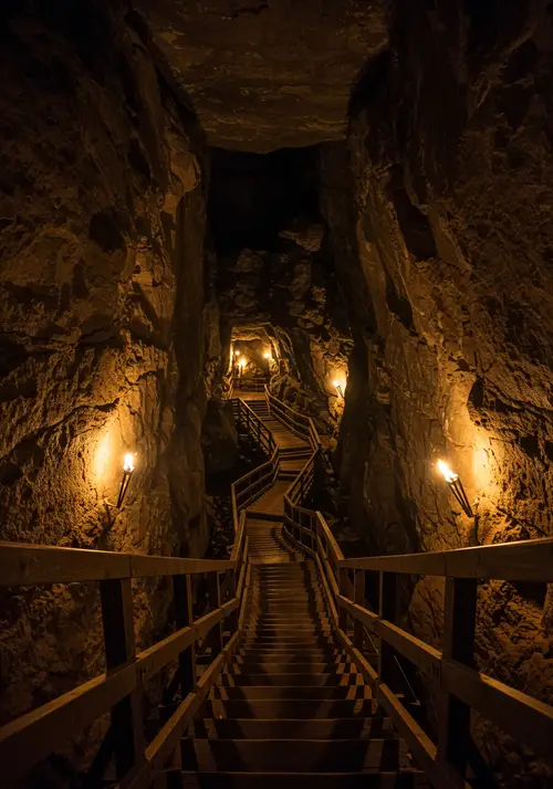 Stunning Carved Stairs into the Dark Cave