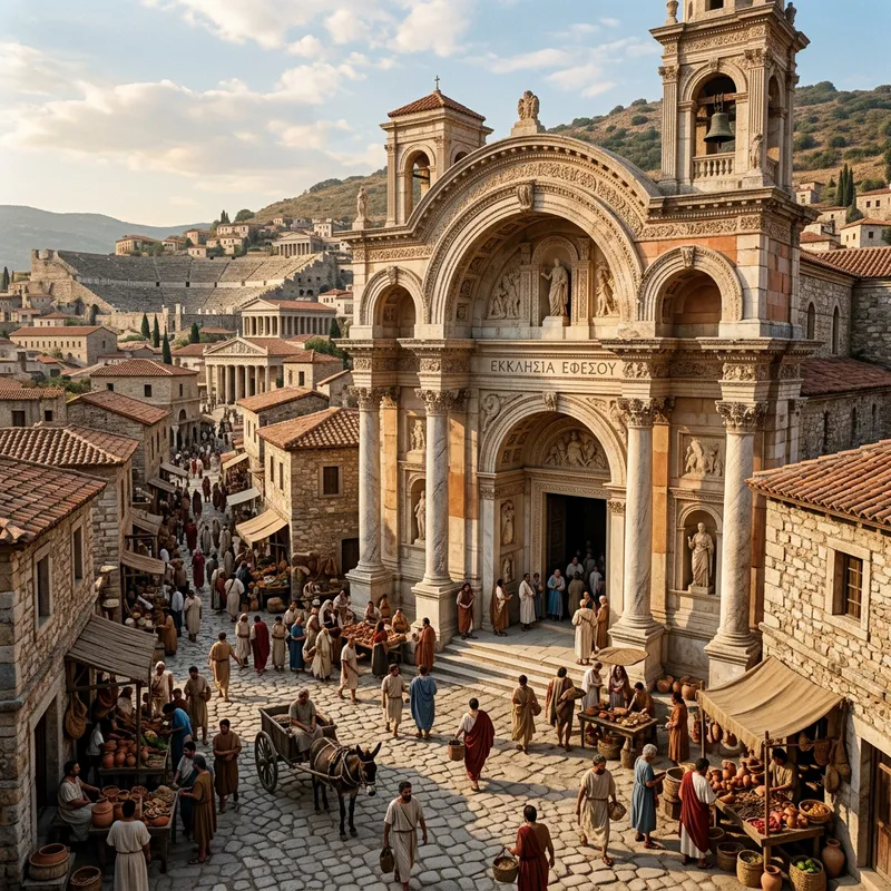 Ancient Church of Ephesus: Biblical Times Scene