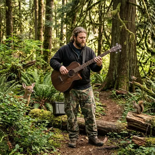 Forest Bass Guitarist: Musical Harmonies with Nature