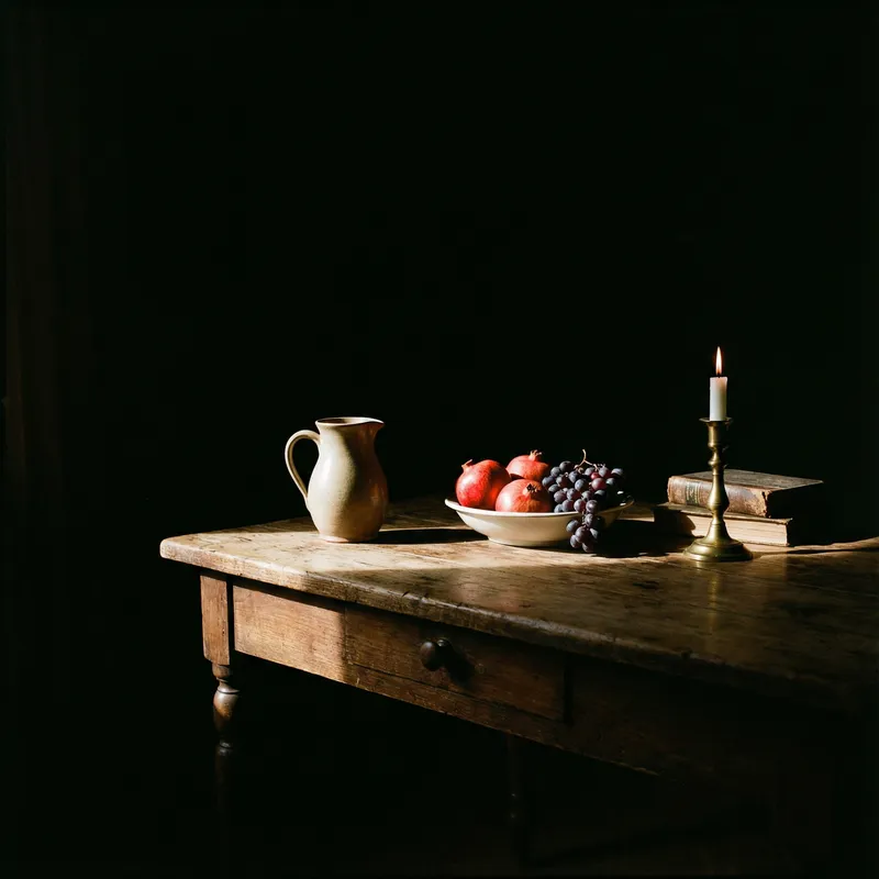 Artfully Rendered Chiaroscuro Table Photo