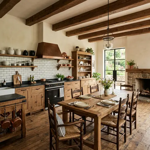 Beautiful Rustic Kitchen with Wooden Furniture