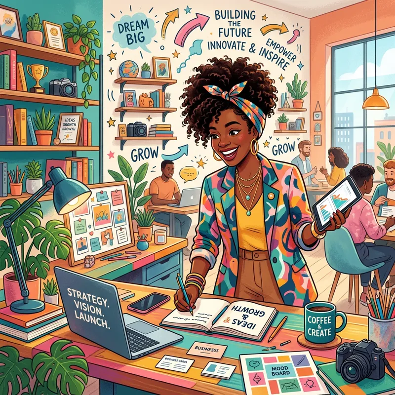 Colorful Entrepreneurial Woman Illustration