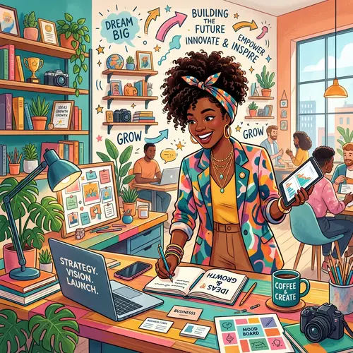 Colorful Entrepreneurial Woman Illustration