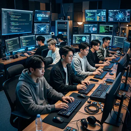 Pop Band BTS Coding - Futuristic Computer Scenes