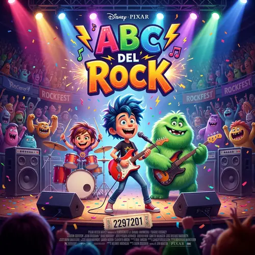 ABC Del Rock: Pixar Style Poster