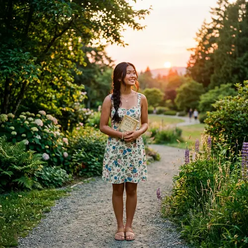 Beautiful 17-Year-Old Asian Girl in Green Park