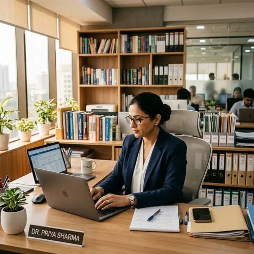 Professional Office Environment with South Asian Female Leader