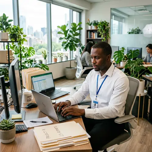 Professional Black Man Working in Office Setting