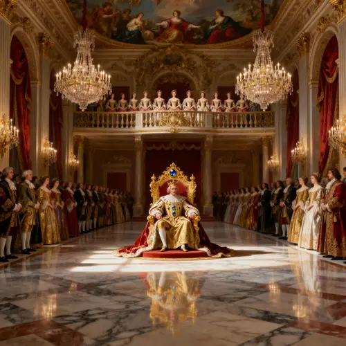 Majestic Palace Hall with Lavish Attire and Choir