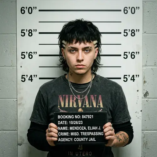 Androgynous Grunge Aesthetic Mugshot