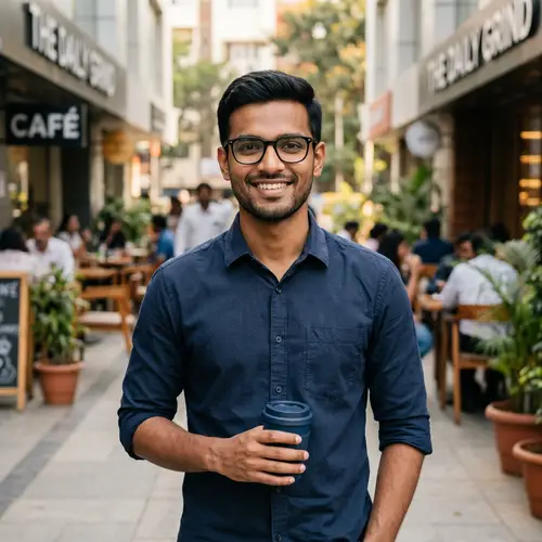 Confident Indian Guy with Glasses and Sharp Features