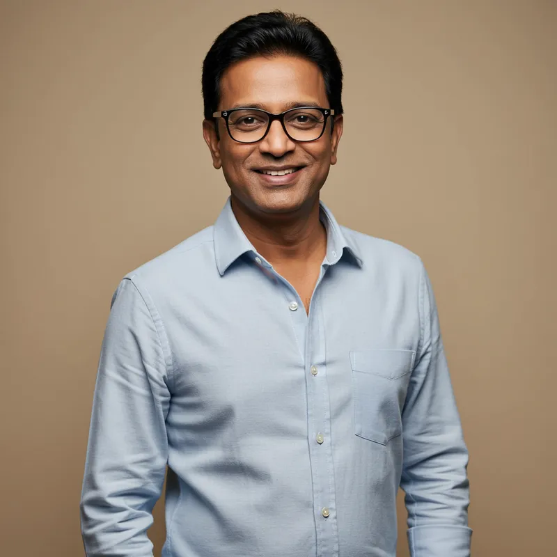 Confident Indian Guy with Glasses and Sharp Features