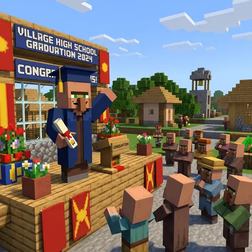 Minecraft Villager Graduating: Celebration at Villager University