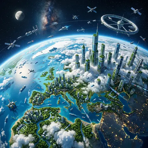 Futuristic Earth: Sustainable Cities, Advanced Infrastructure