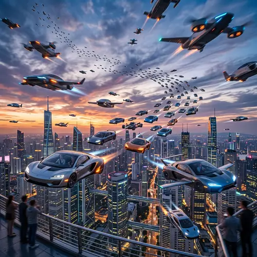 Flying Cars Soaring in the Sky Like Birds