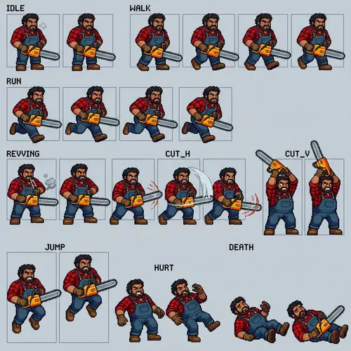 Pixel Art Chainsaw Fat Man Sprite Sheet