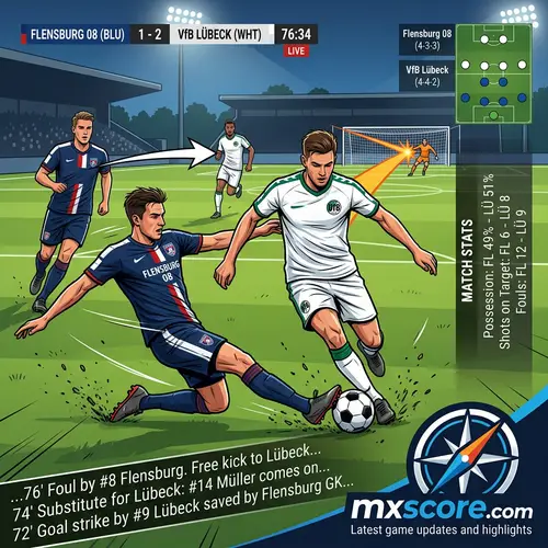 Intense Football Match: Flensburg 08 vs D Lübeck - Key Scenes, Formations & Goals