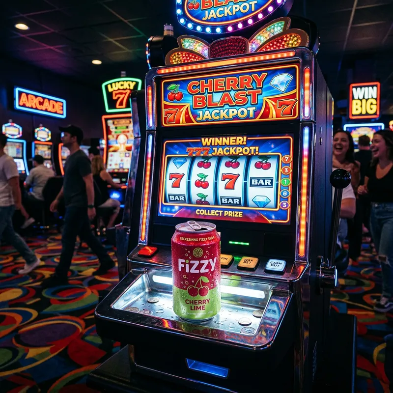 Refreshing Soda Can in Slot Machine - Captivating Scene Refreshing Soda Can in Slot Machine - Captivating Scene
