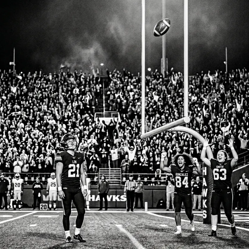 Dramatic Black and White Game-Winning Field Goal