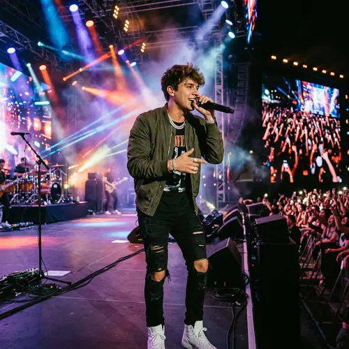 Young Hispanic Man Performing Live Music Concert | Modern Clothing