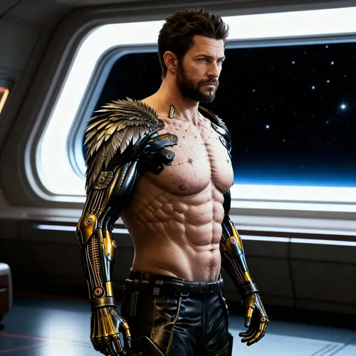Photorealistic John Krasinski with Cybernetic Arms