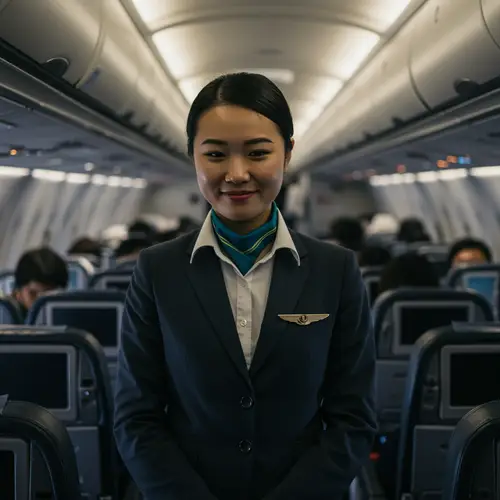 Flight Attendant Lost in Thoughts