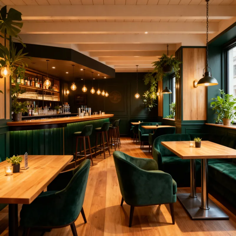 Modern Green-Themed Pub Transformation Ideas