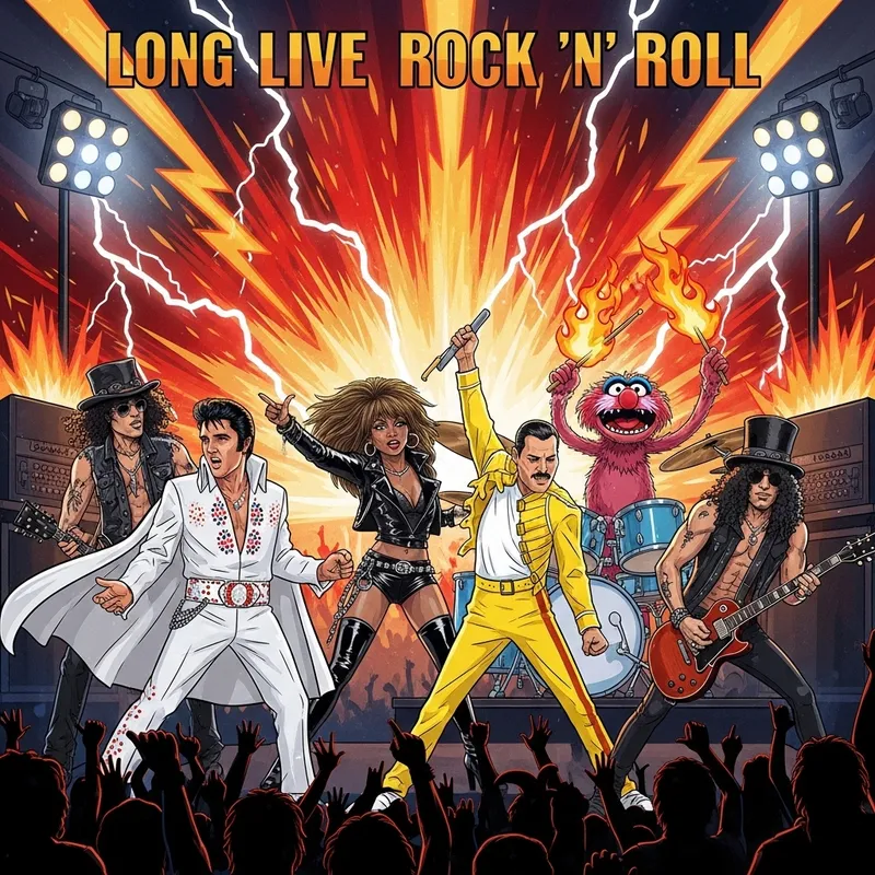 Epic Rock Legends Concert Illustration