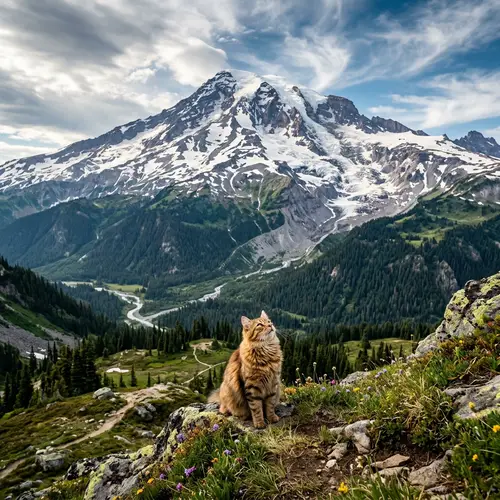 Mountain Above Cat - Scenic Pet Photography