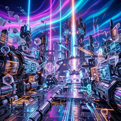 Futuristic Technology & Abstract Shapes | Vibrant Landscape