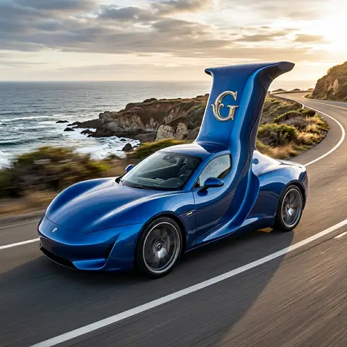 Unique J-Shaped Car with Stylish 'G' Logo | Custom Design