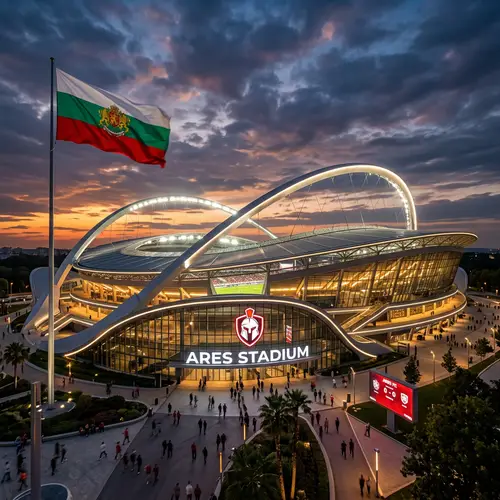Ares Soccer Stadium | Modern Design with Bulgaria Flag