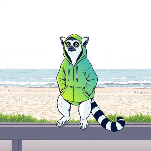 Minimalist Lemur Art in Gradient Hoodie