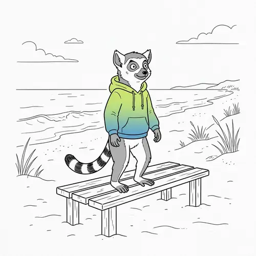 Minimalist Lemur Art in Gradient Hoodie