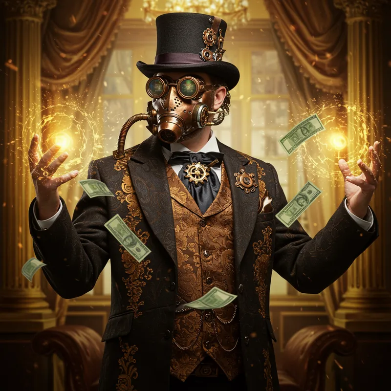 Elegant Steampunk Wizard in Victorian Style