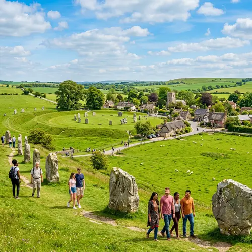 Panoramic View of Avebury in Wiltshire, England