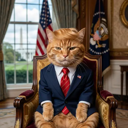 Cat Resembling Donald Trump - Unique Pet Art