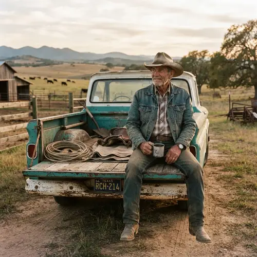 70-Year-Old Cowboy on a Classic 1960s Truck