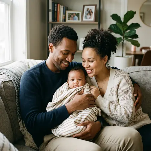 Diverse Family Portrait: Baby, Daddy, and Mommy