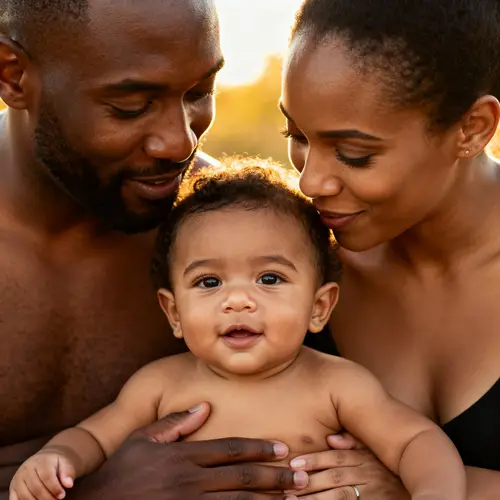 Diverse Family Portrait: Baby, Daddy, and Mommy