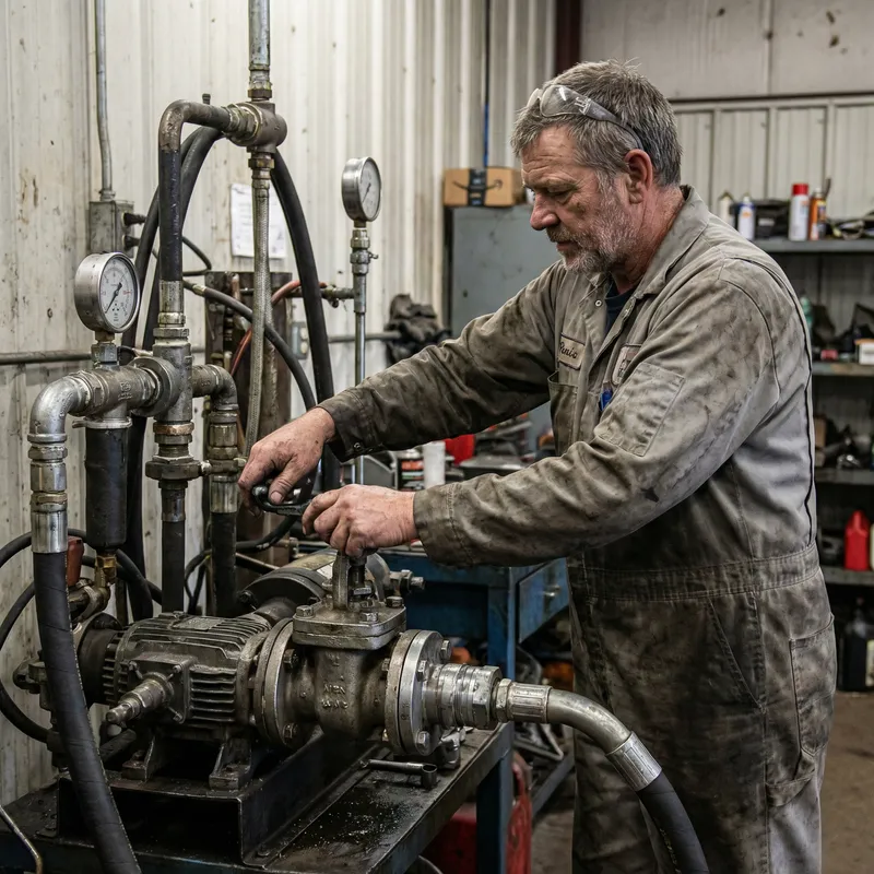 Expert Mechanic Handling Pump Systems