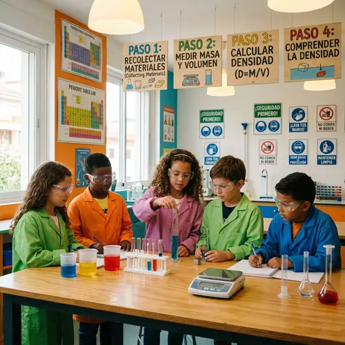 Chemistry Lab Density Exercise for Kids in Spanish