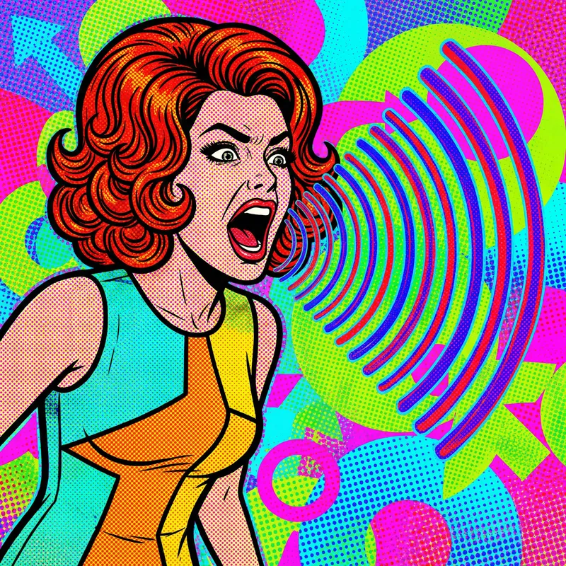 Vibrant Retro Pop Art - Screaming Woman Artwork Vibrant Retro Pop Art - Screaming Woman Artwork