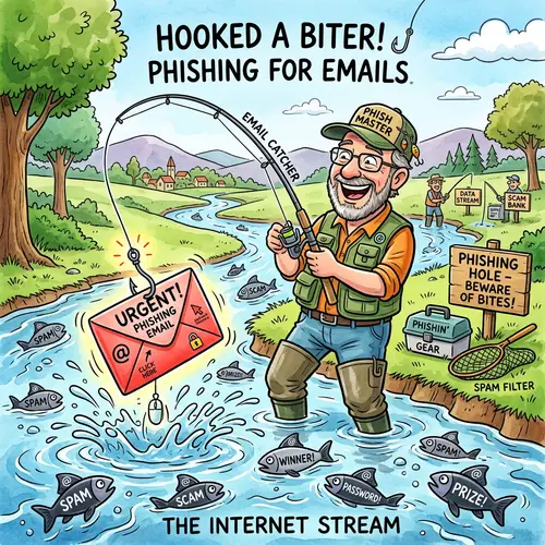 Funny Cartoon: Fishing for Phishing Emails