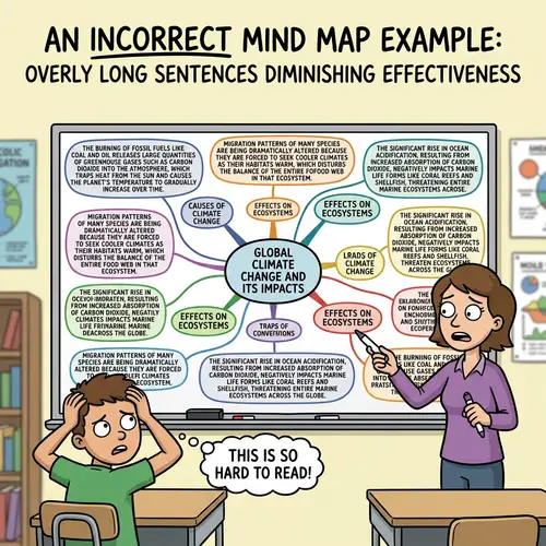 Improving Mind Map Effectiveness in Teaching with Concise Sentences