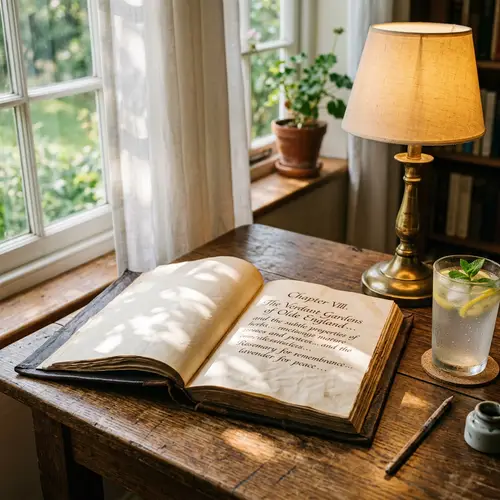 Vintage Leather-Bound Book on Wooden Table