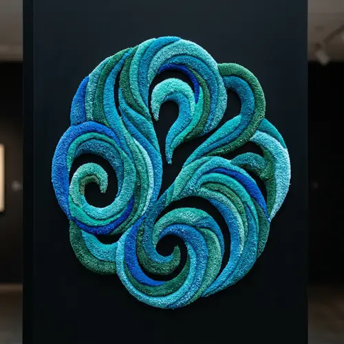 Intricately Detailed Tufted Logo Design | Blue & Green Fibers